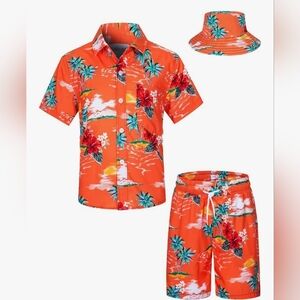 #0044-Tunevuse Hawaiian Boys Tropical Set. Size 13-14 Years. Summer Outfits